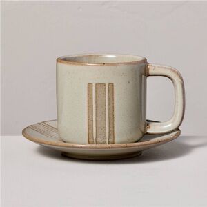 5oz Modern Stripe Stoneware Espresso Cup & Saucer Serene Green - Hearth & Hand